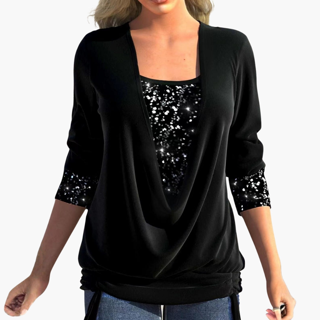 Long Sleeve Sequin Blouse