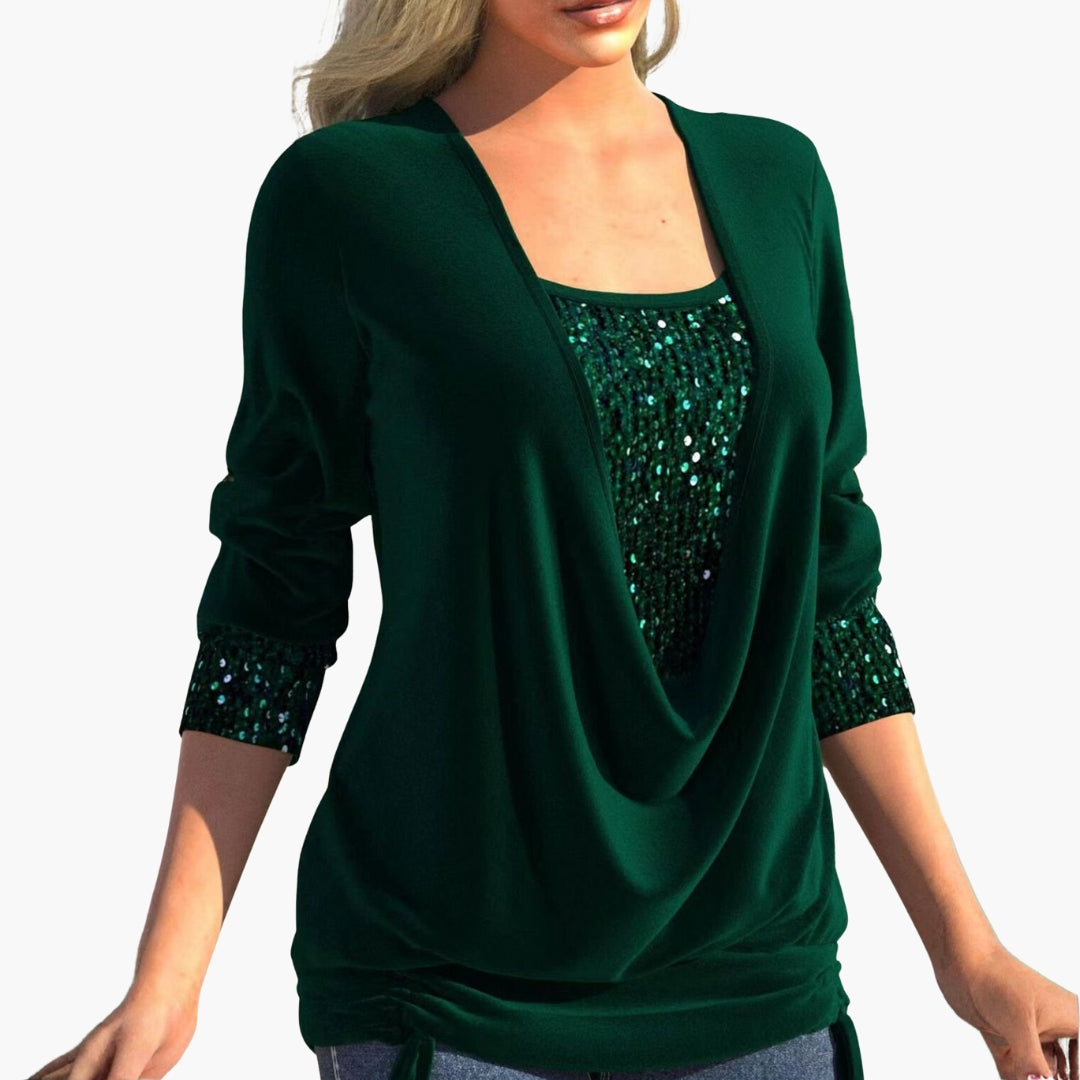 Long Sleeve Sequin Blouse
