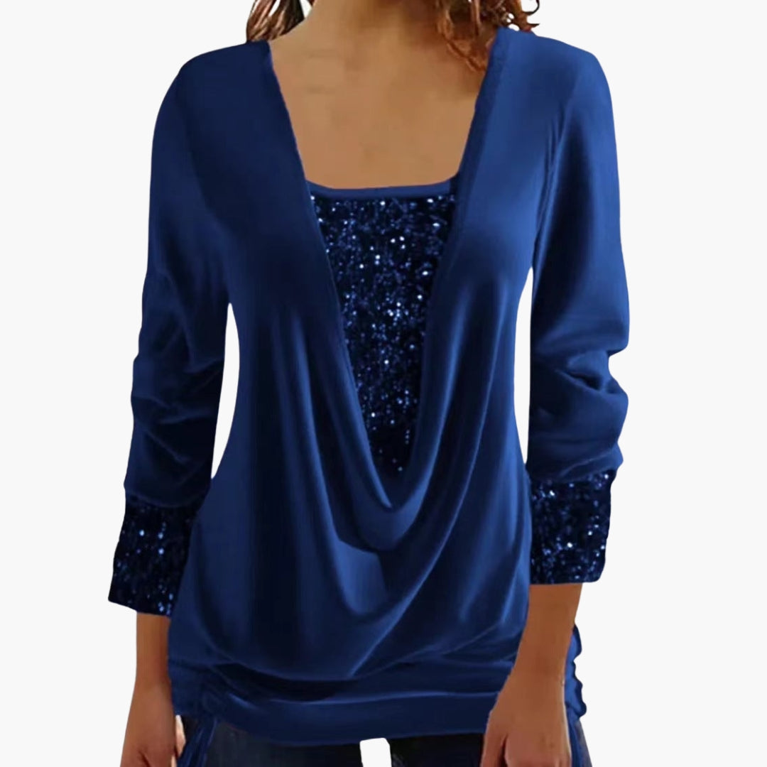 Long Sleeve Sequin Blouse