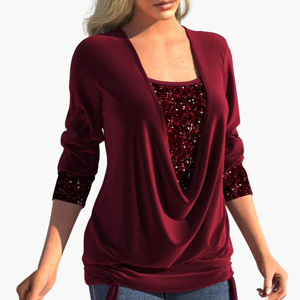 Long Sleeve Sequin Blouse