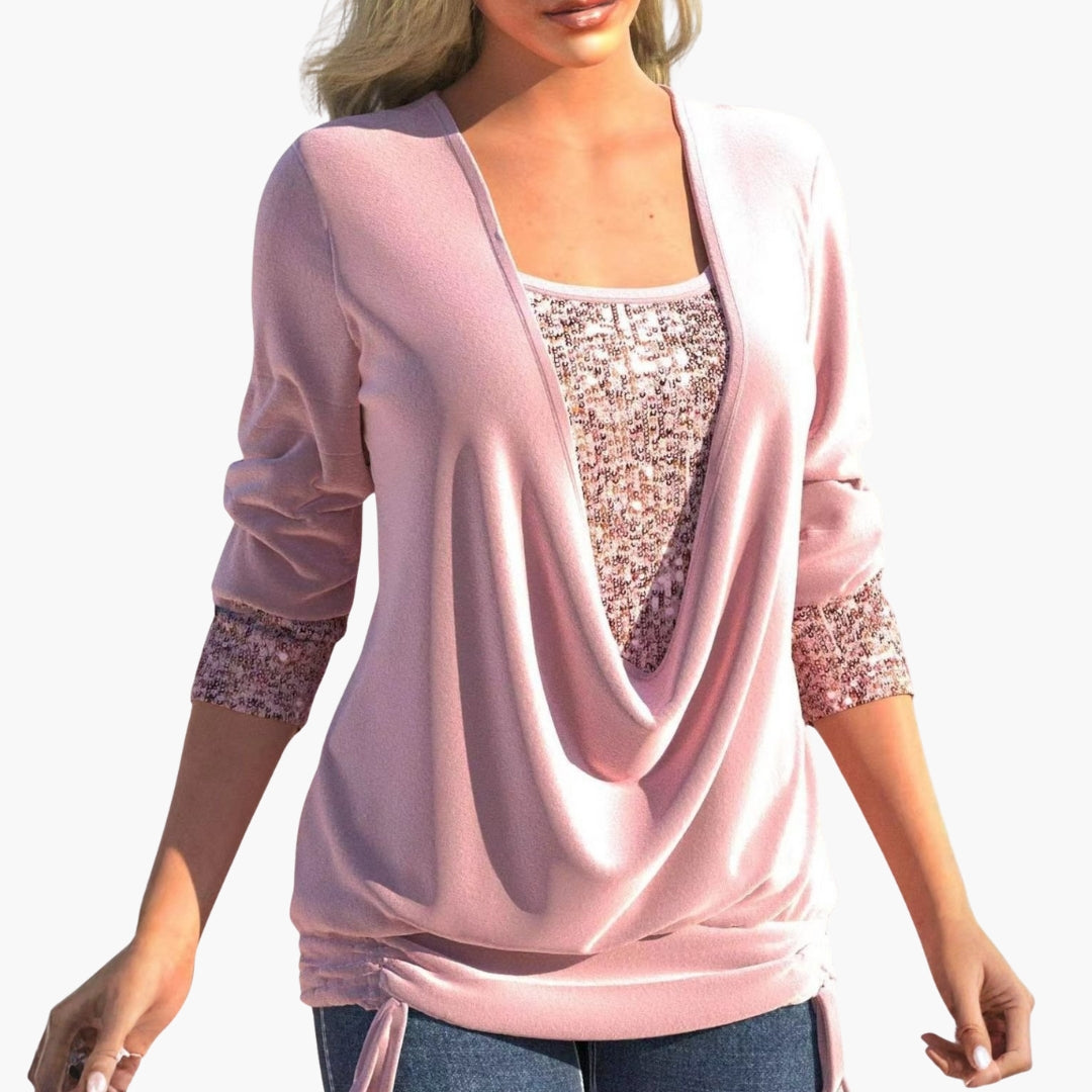 Long Sleeve Sequin Blouse