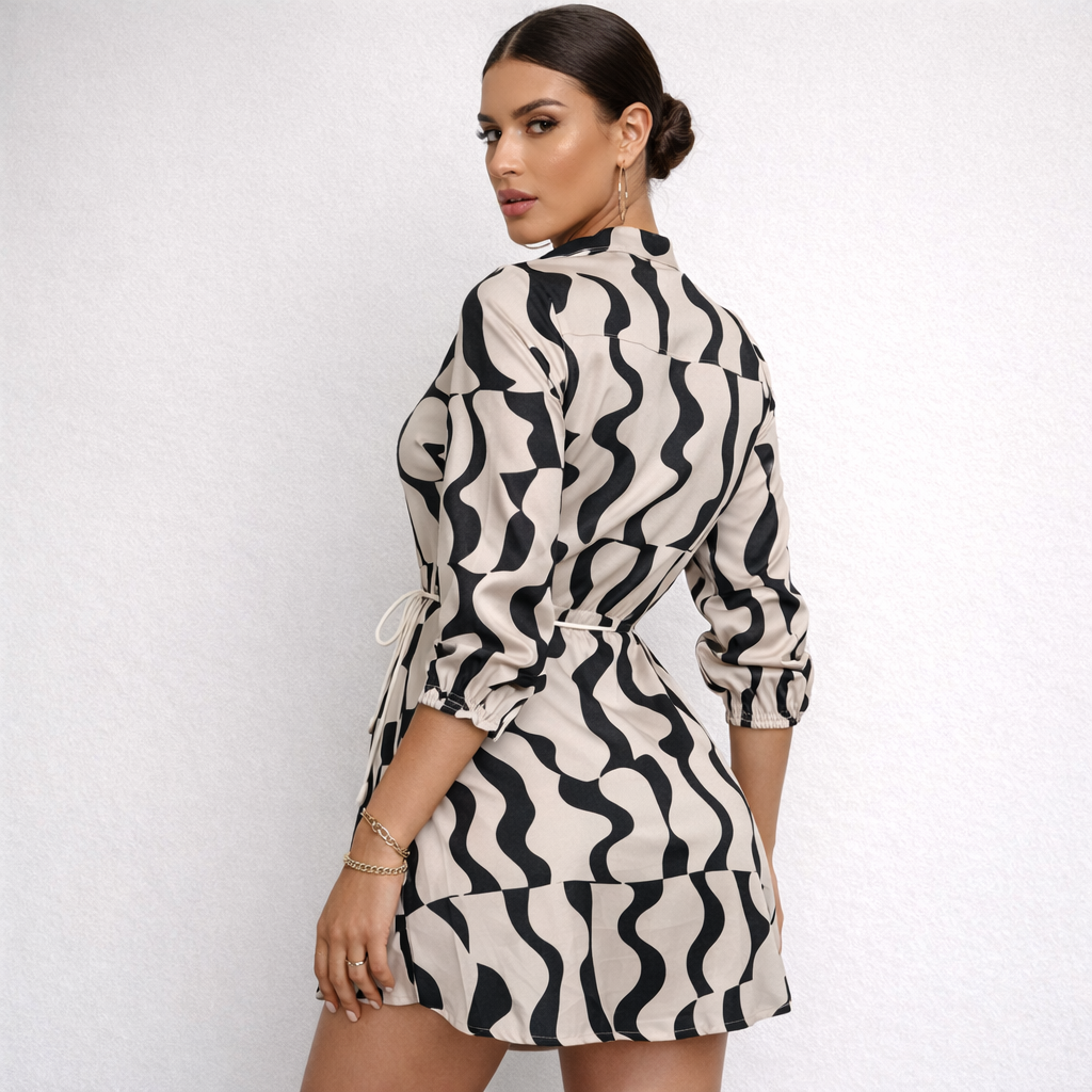 Abstract Print Shirt Mini Dress