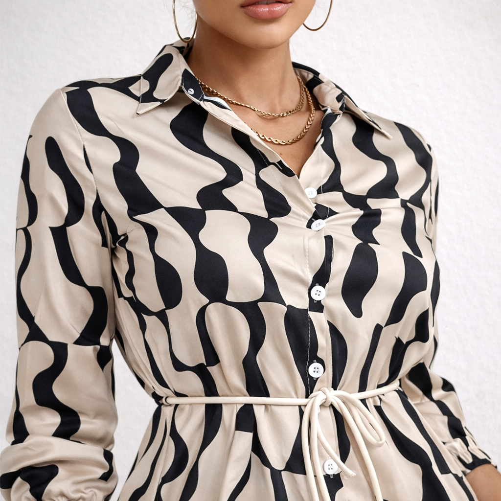 Abstract Print Shirt Mini Dress