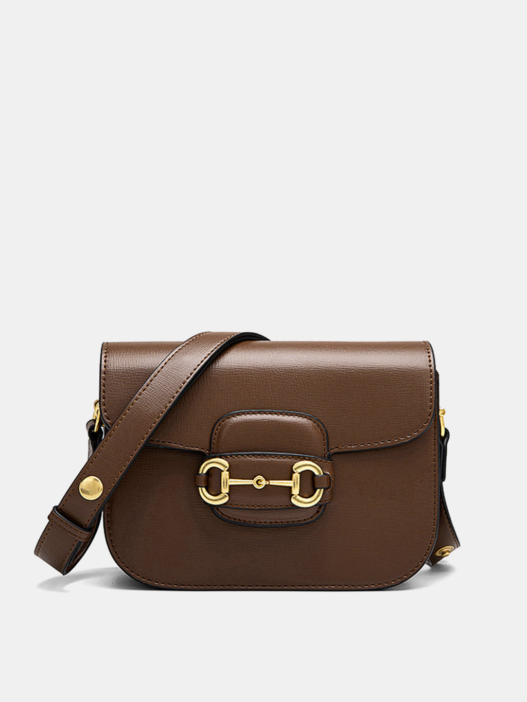 Saddle Brown Crossbody Handbag Gold Hardware