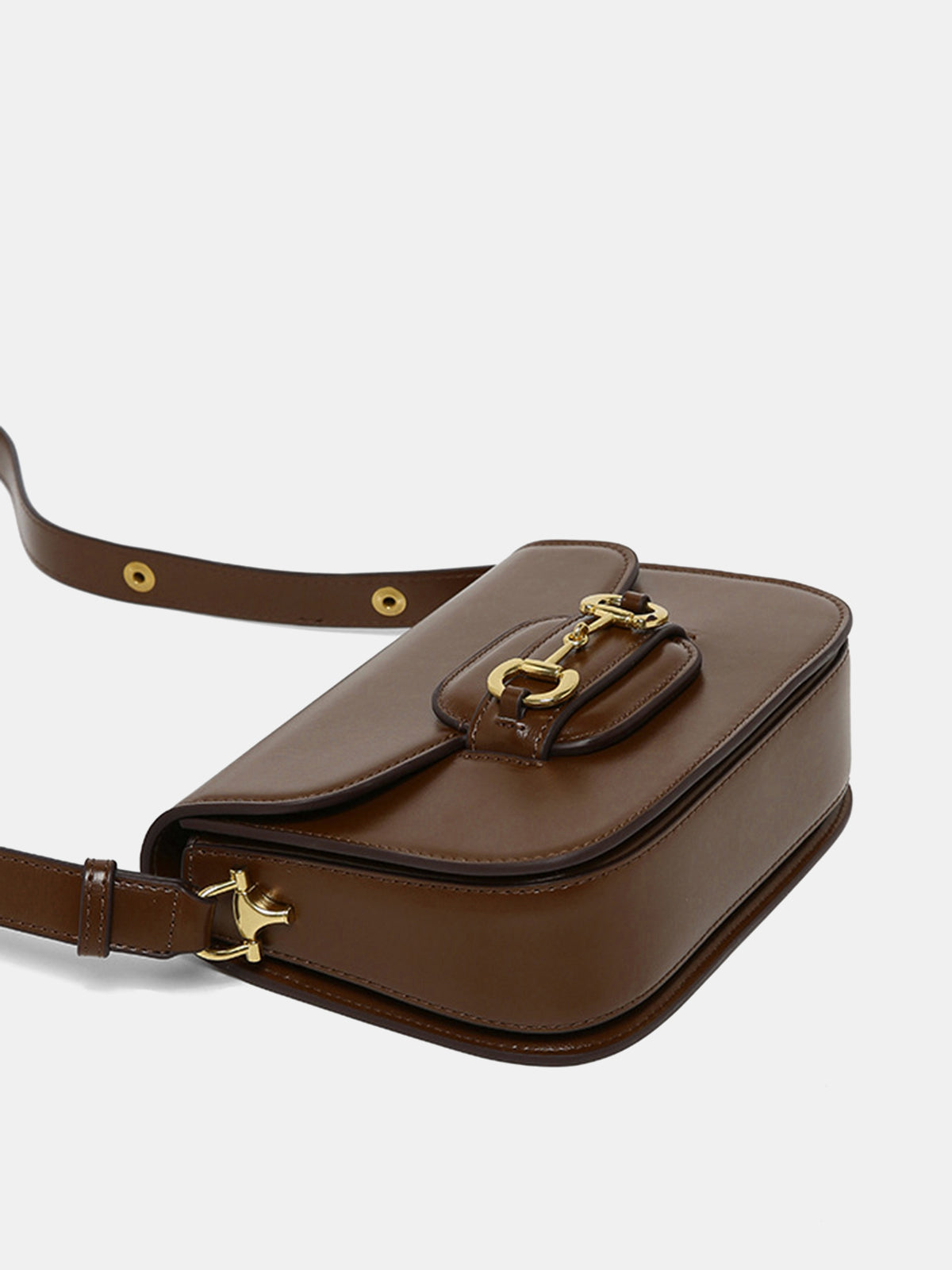 Saddle Brown Crossbody Handbag Gold Hardware