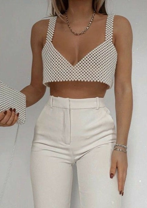 Statement Pearl Cropped Top