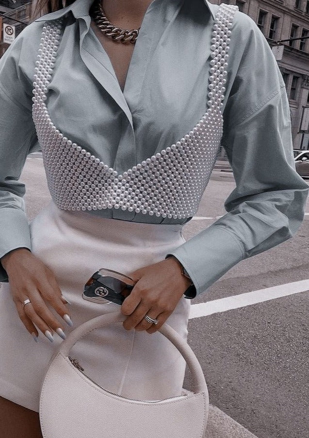 Statement Pearl Cropped Top