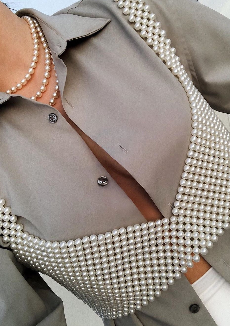 Statement Pearl Cropped Top