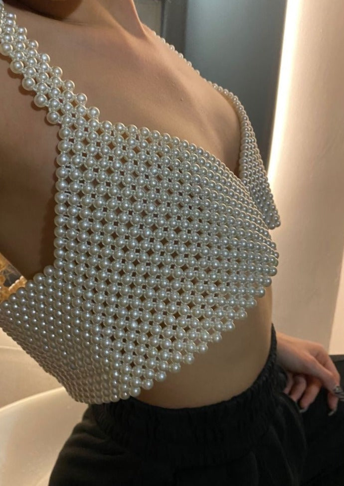 Statement Pearl Cropped Top