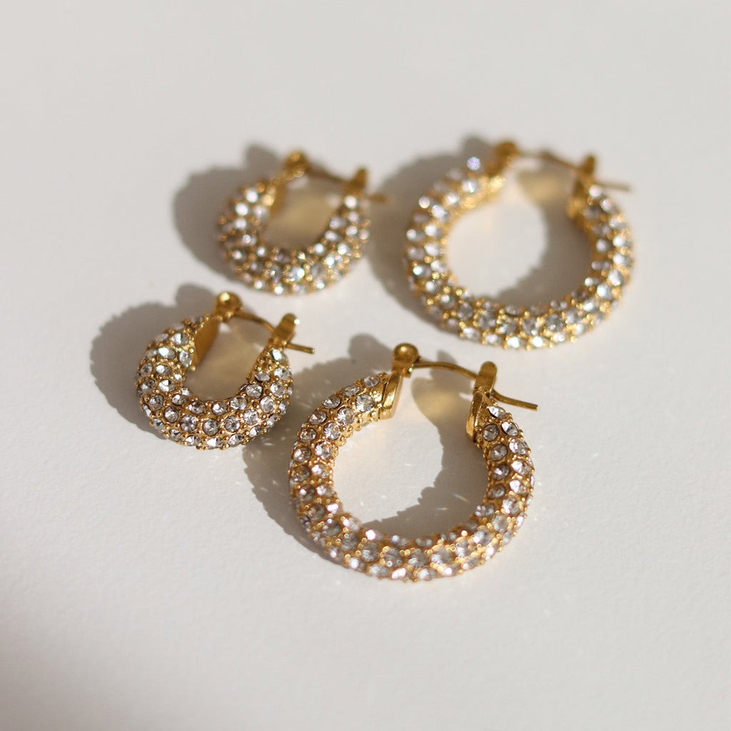 Chunky Pavé Zirconia Hoop Earrings