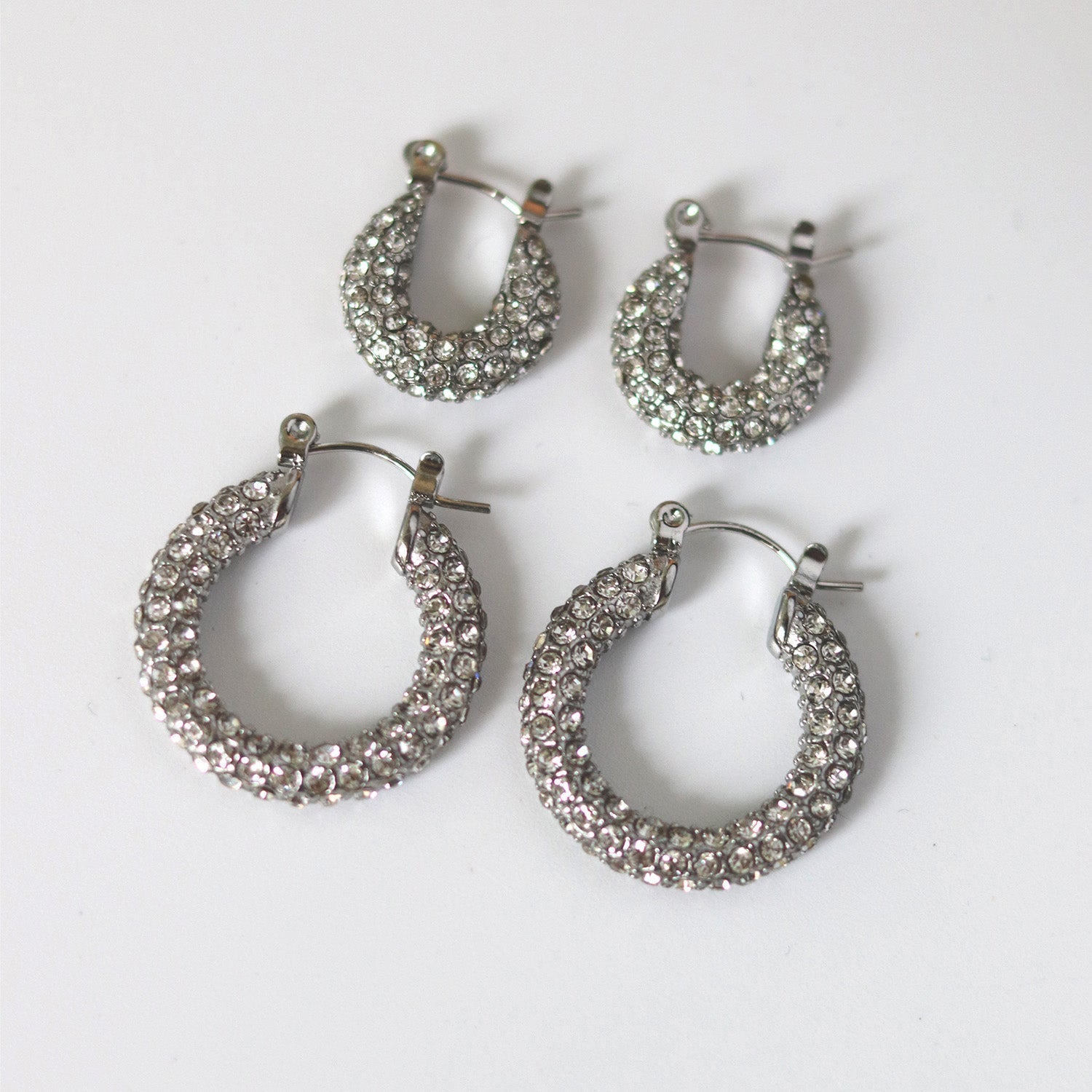 Chunky Pavé Zirconia Hoop Earrings