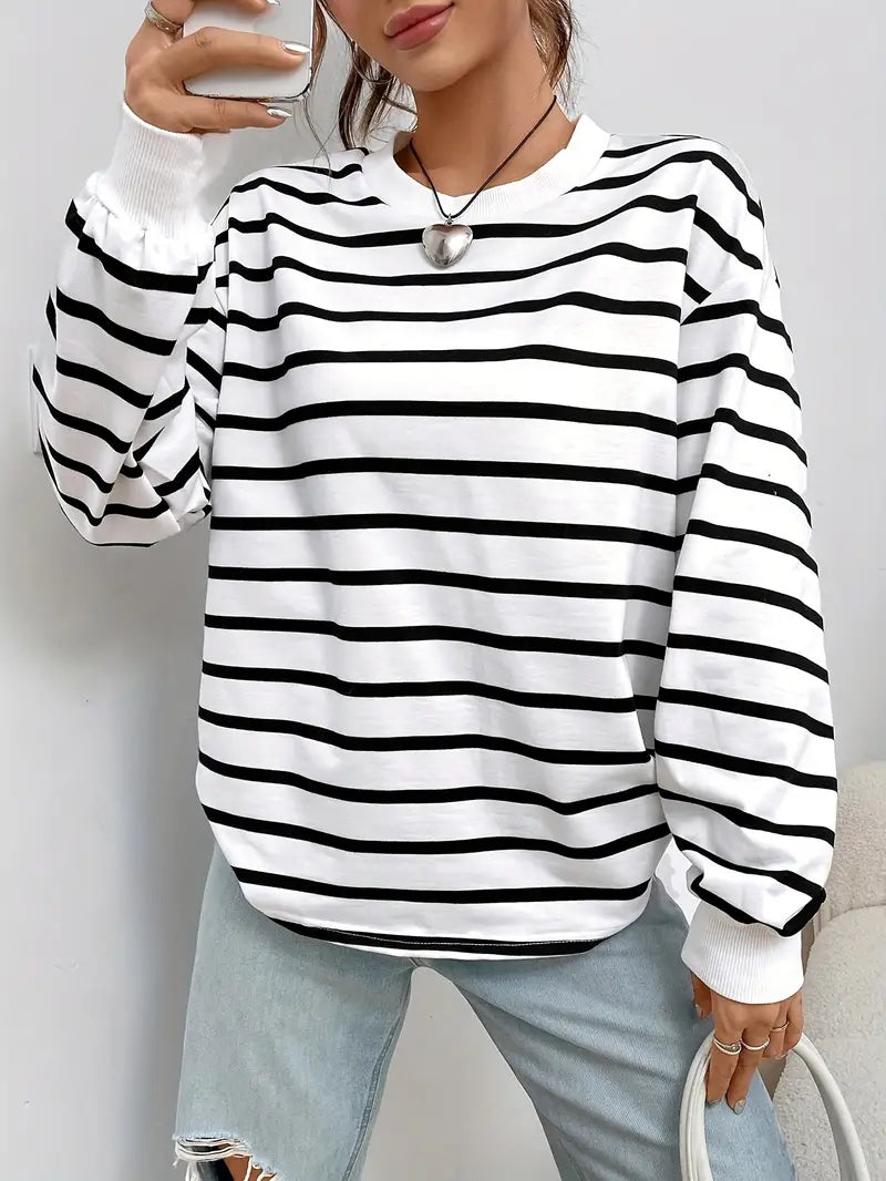 Relaxed Fit Striped Sweatshirt