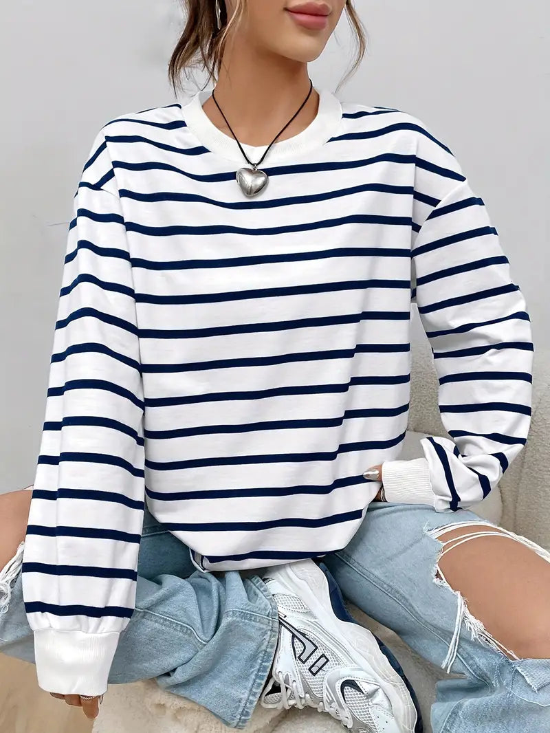 Relaxed Fit Striped Sweatshirt