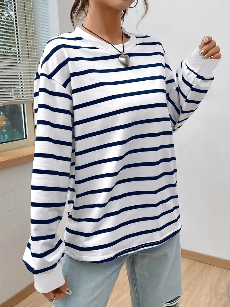 Relaxed Fit Striped Sweatshirt