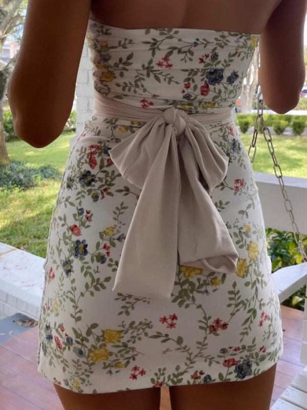Strapless Floral Mini Dress