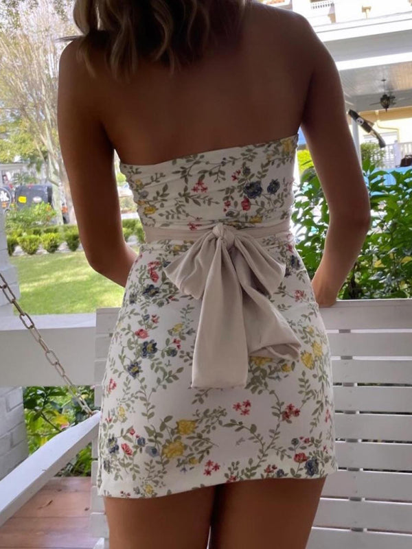 Strapless Floral Mini Dress