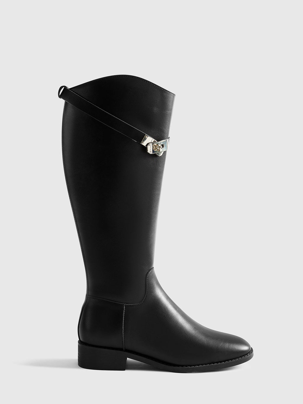 Buckle Strap Knee High Boots