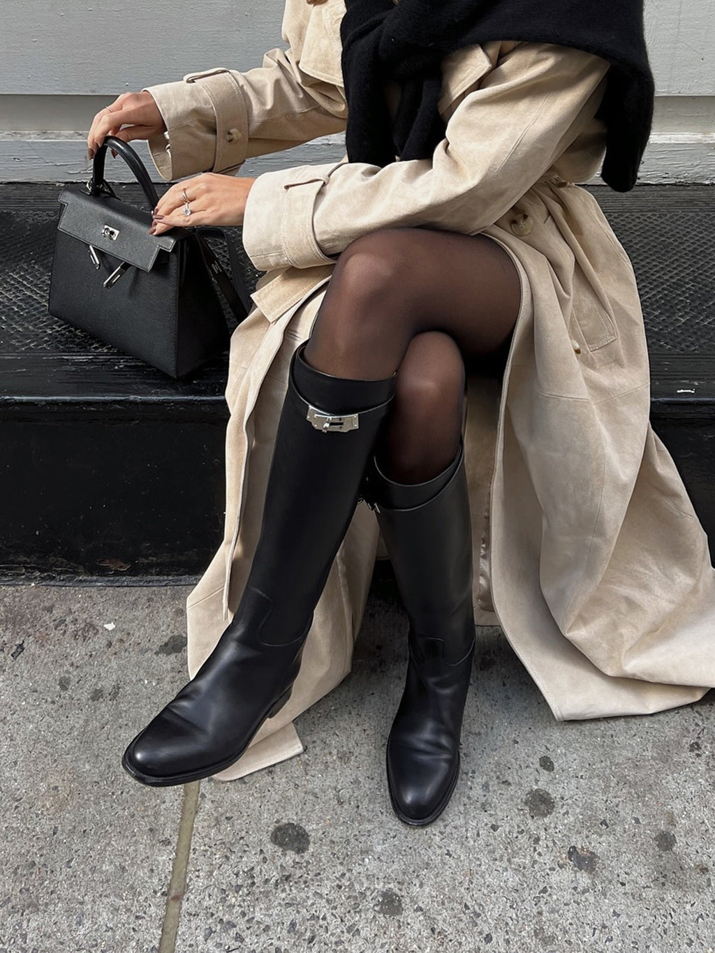 Buckle Strap Knee High Boots