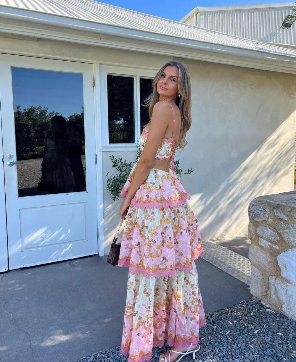 Embroidered Ruffled Maxi Dress
