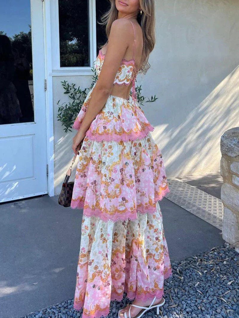 Embroidered Ruffled Maxi Dress