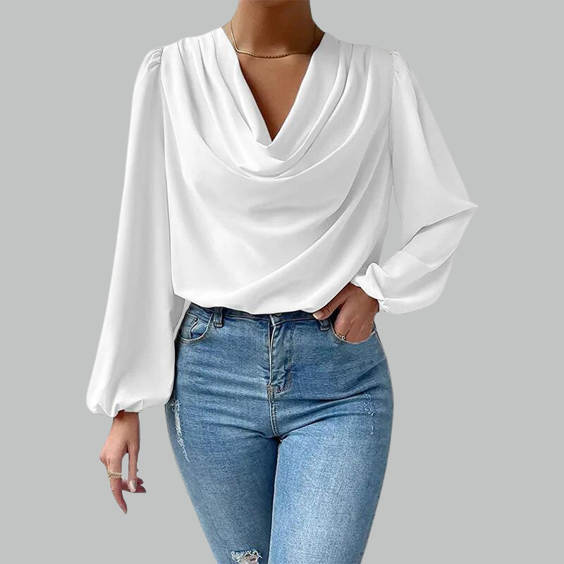 Long Sleeve Cowl Neck Blouse