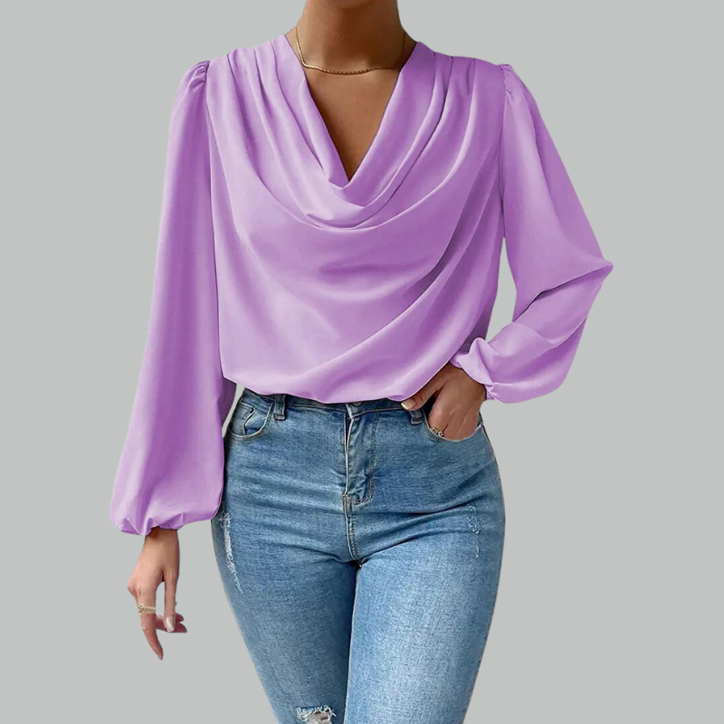 Long Sleeve Cowl Neck Blouse