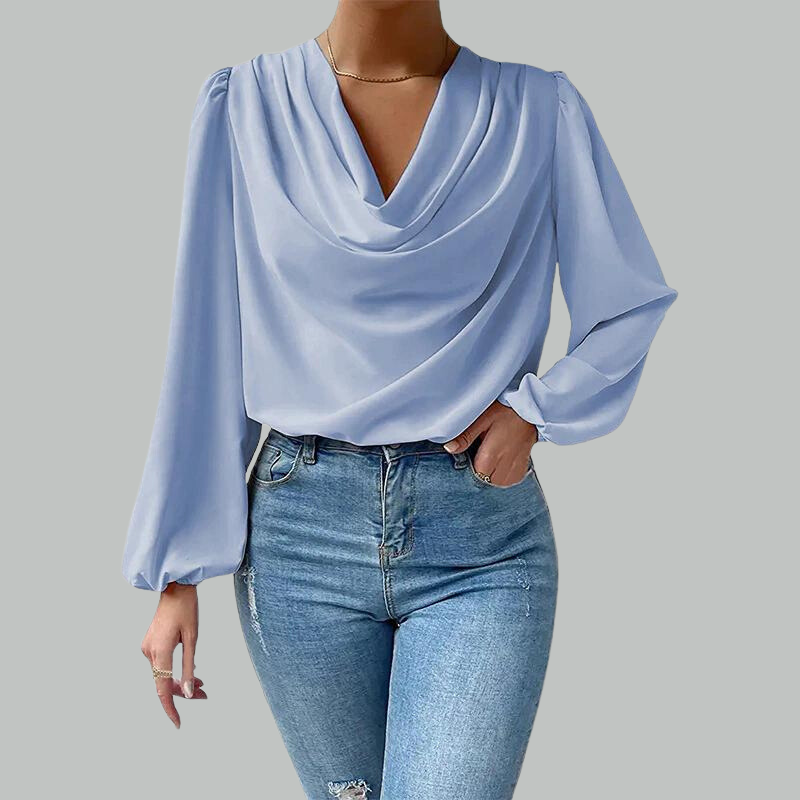 Long Sleeve Cowl Neck Blouse