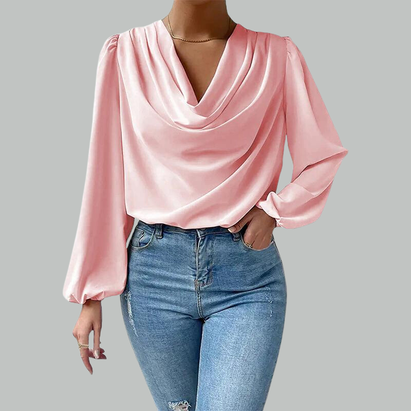 Long Sleeve Cowl Neck Blouse