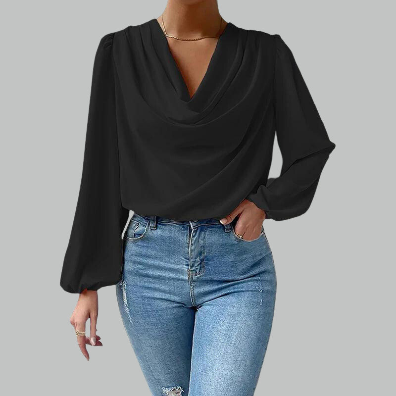 Long Sleeve Cowl Neck Blouse
