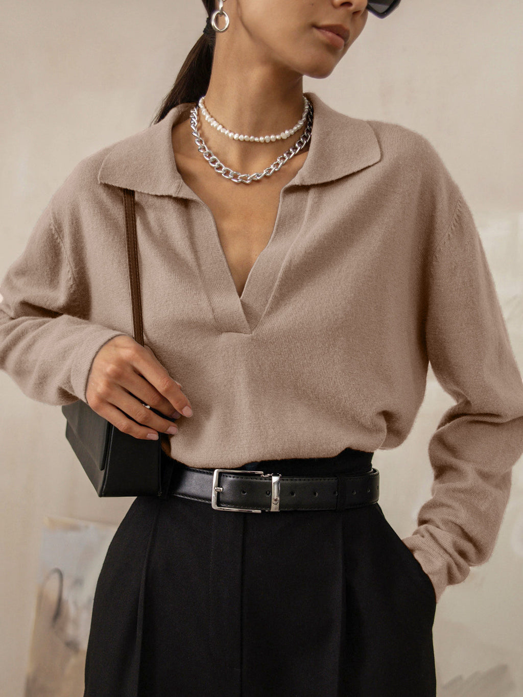 Relaxed Fit Polo Blouse