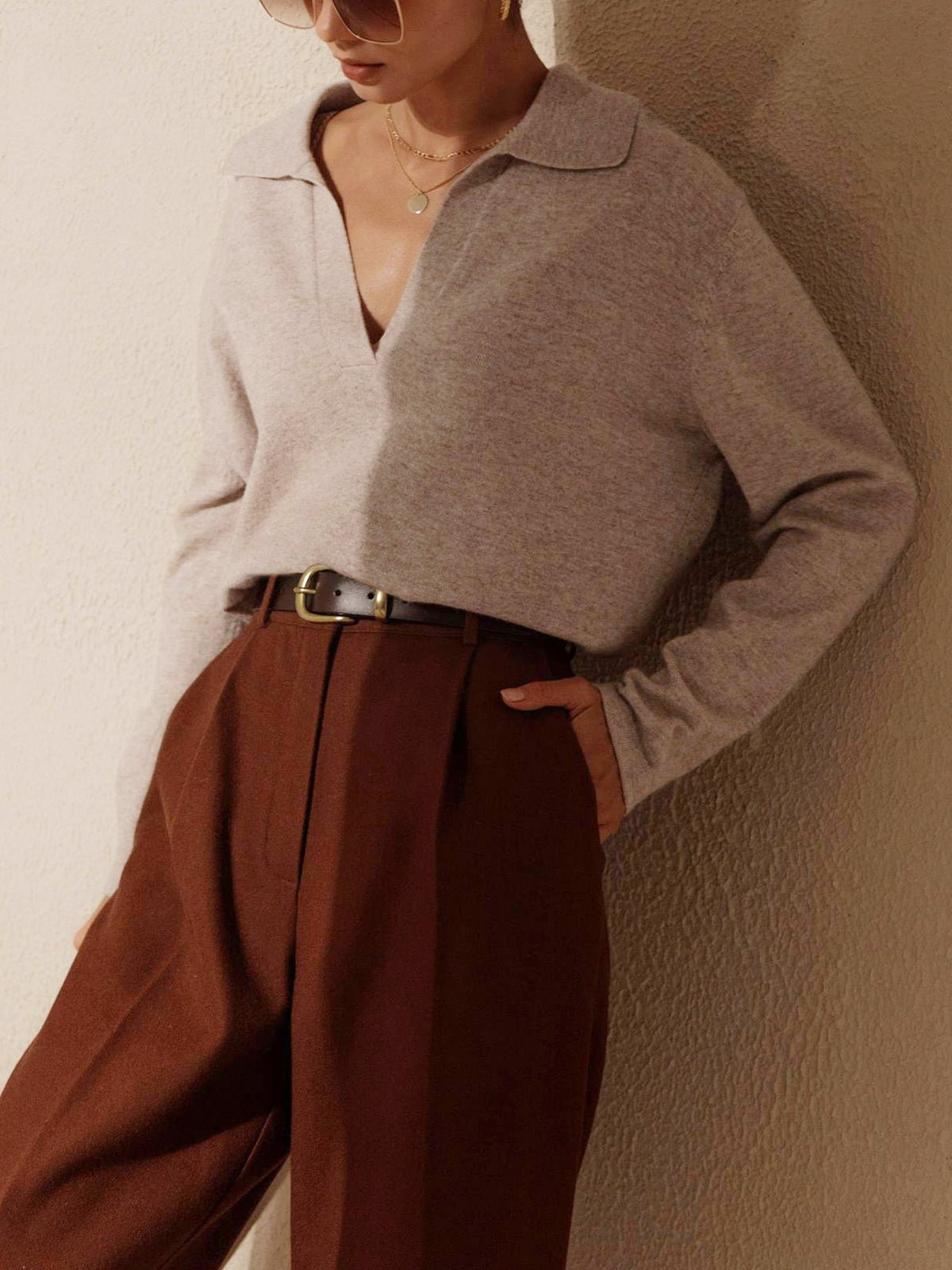 Relaxed Fit Polo Blouse