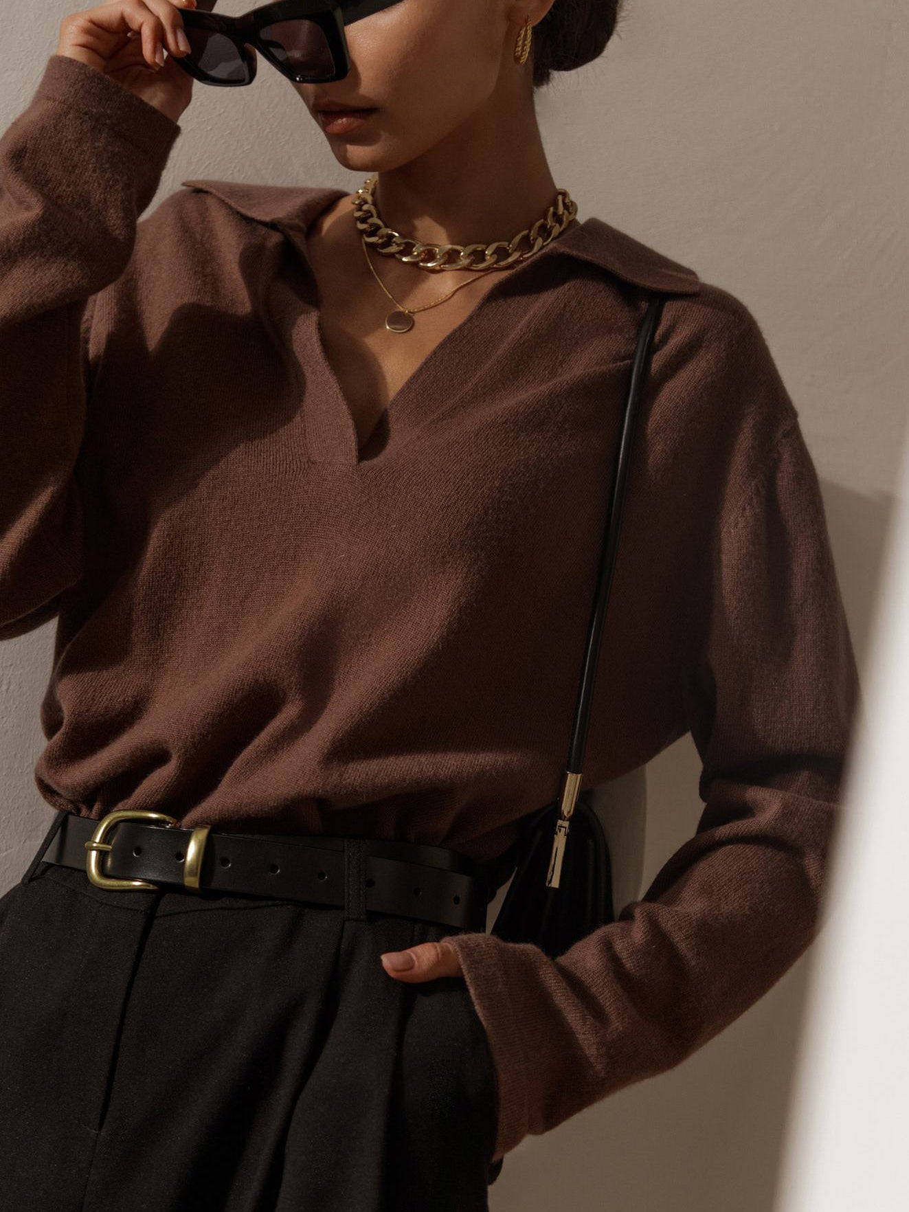 Relaxed Fit Polo Blouse