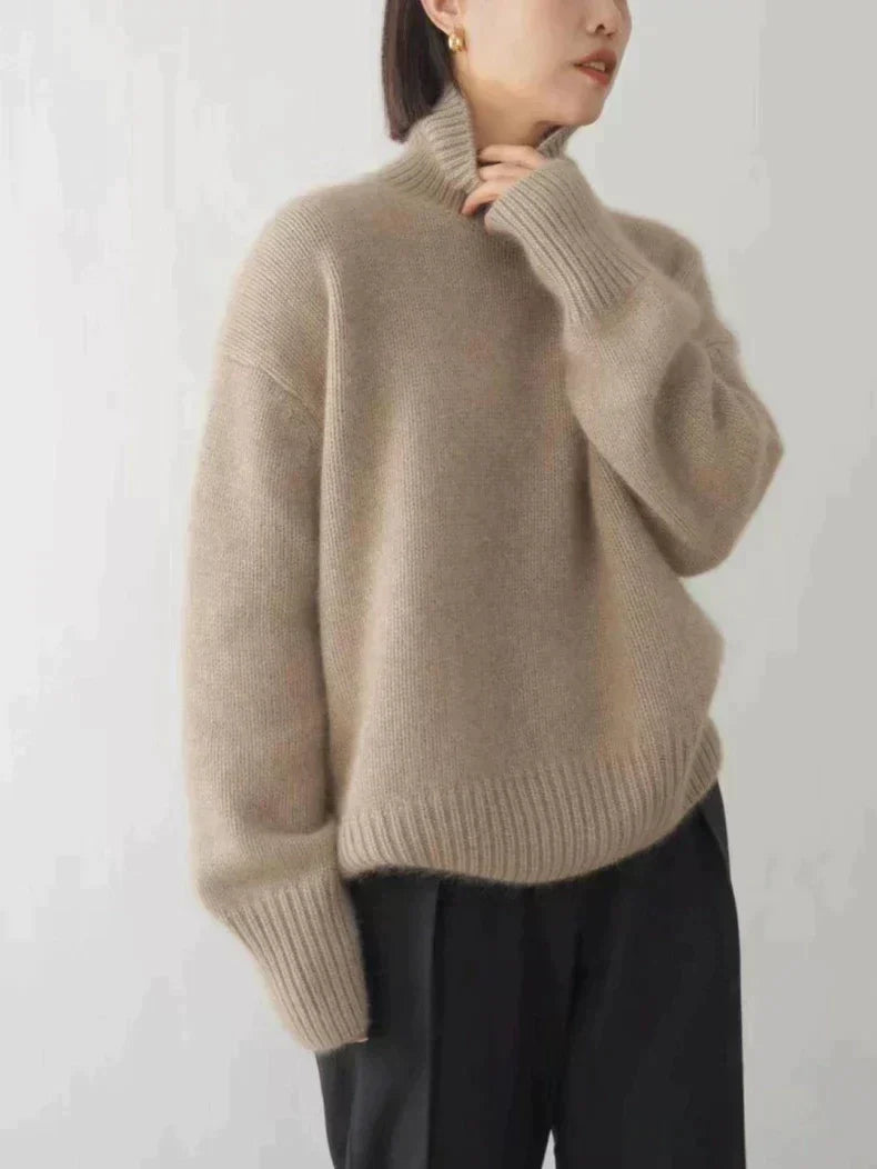 Oversized Ribbed Wool Turtleneck Sweater