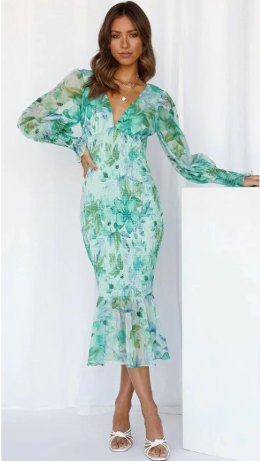 Floral Smocked Midi Dress