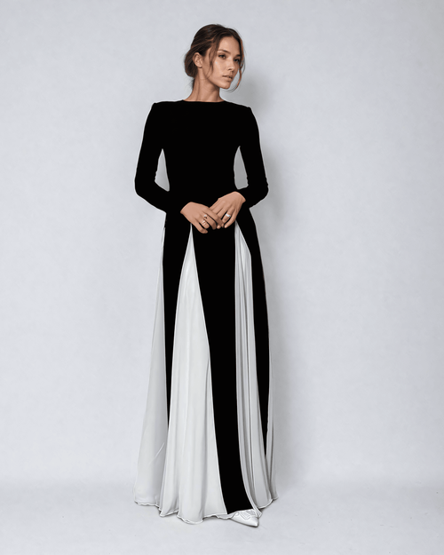 Black and White Flowing Maxi Dress