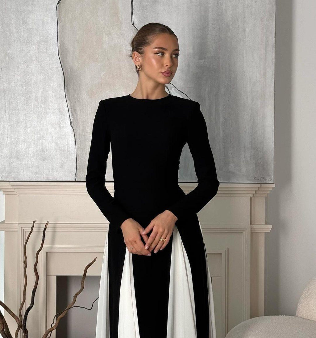 Black and White Flowing Maxi Dress