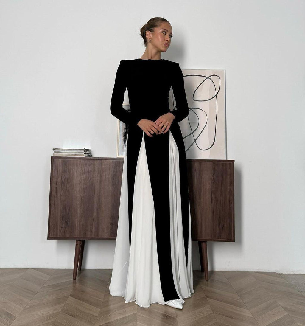 Black and White Flowing Maxi Dress