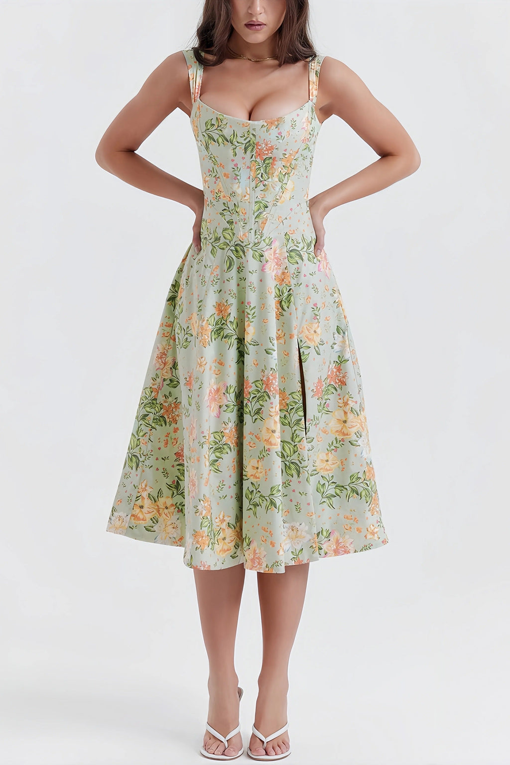 Floral Split Midi Dress