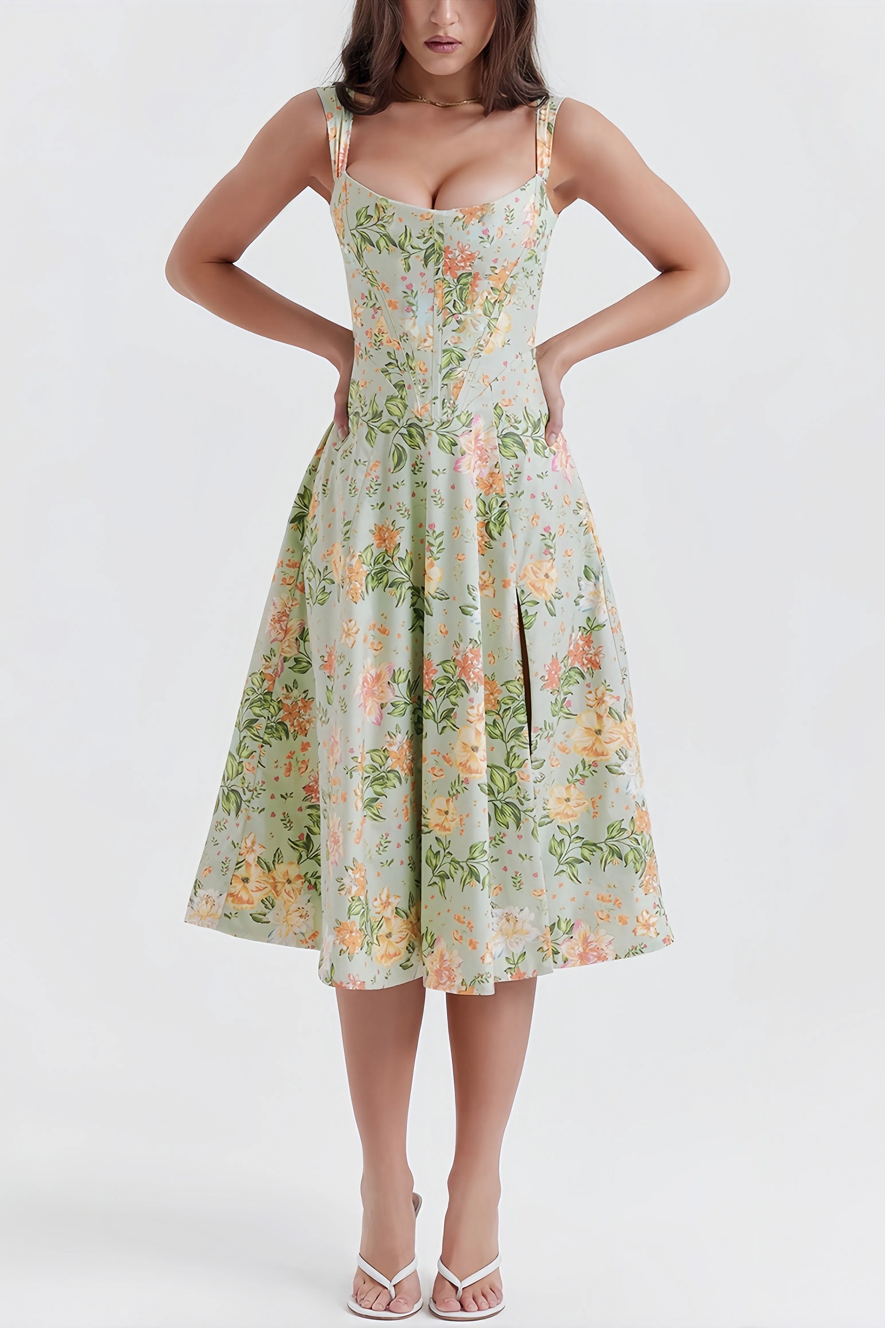 Floral Split Midi Dress