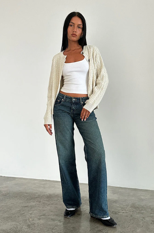 Low Rise Straight Leg Denim Jeans