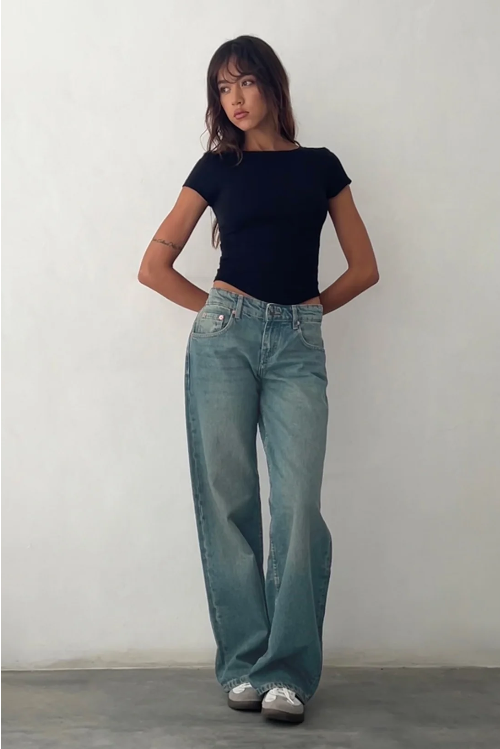 Low Rise Straight Leg Denim Jeans