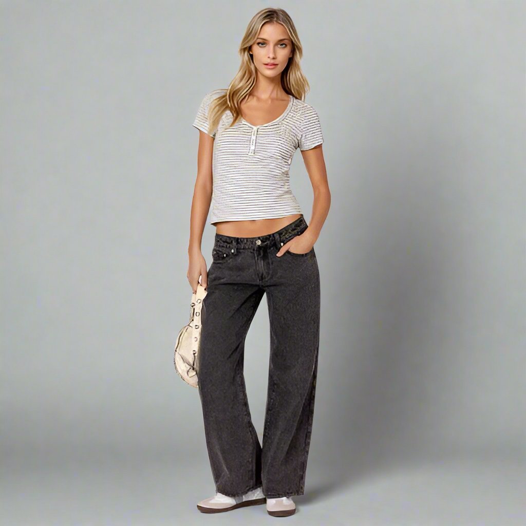 Low Rise Straight Leg Denim Jeans