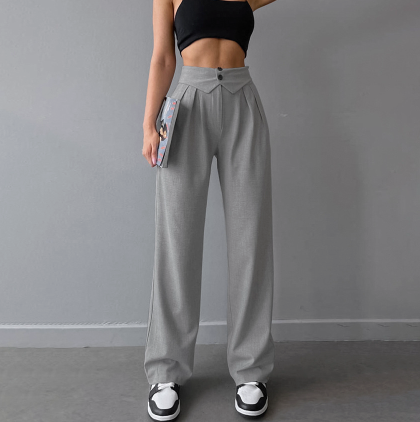 High Waist Straight Leg Trousers