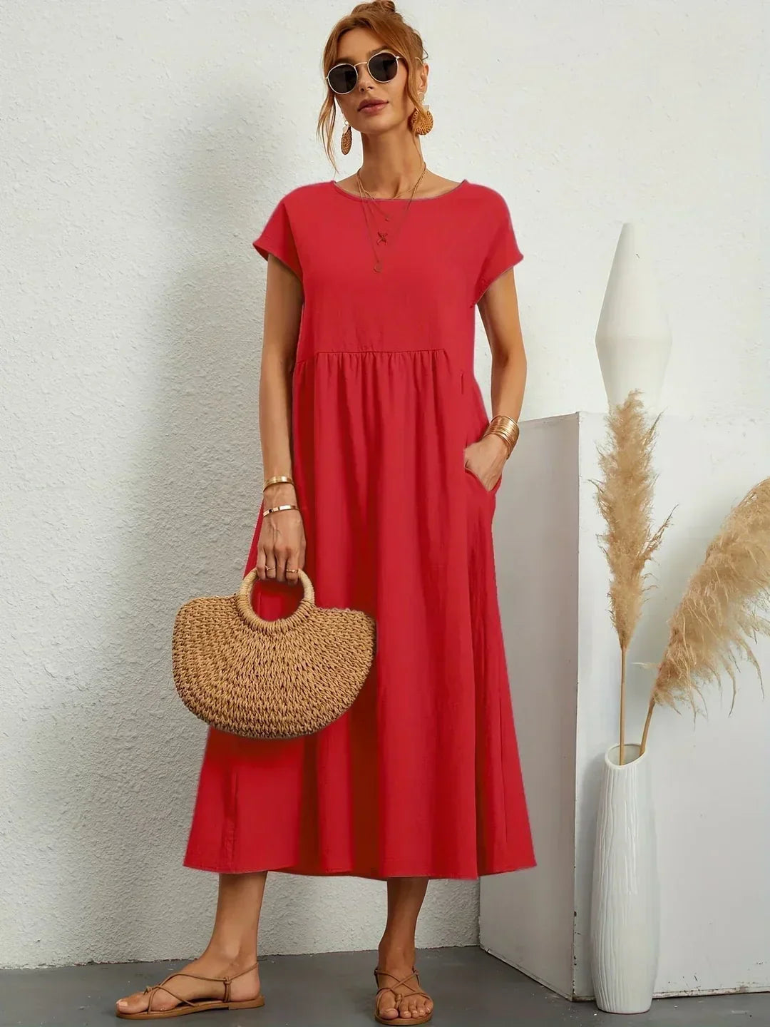 Relaxed Tiered Midi Dress