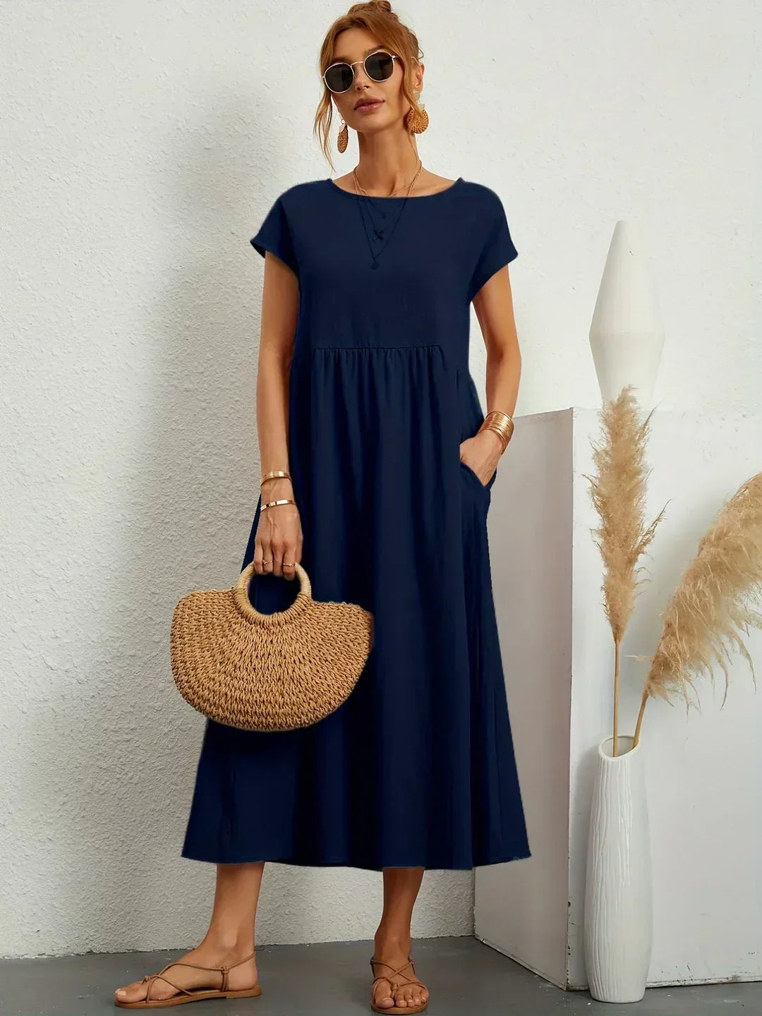 Relaxed Tiered Midi Dress