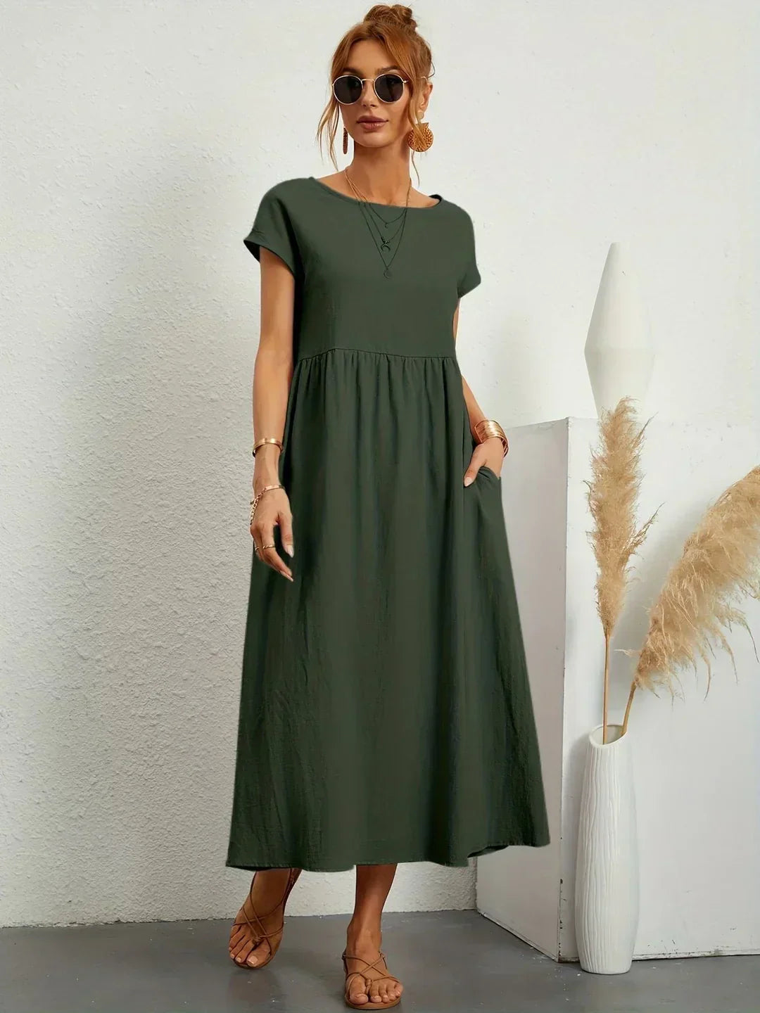 Relaxed Tiered Midi Dress