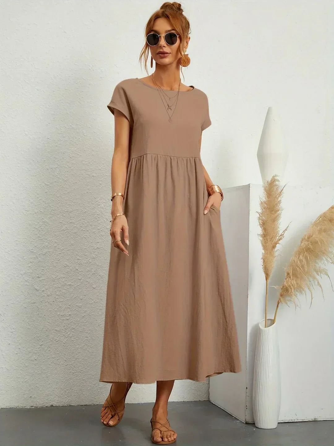 Relaxed Tiered Midi Dress