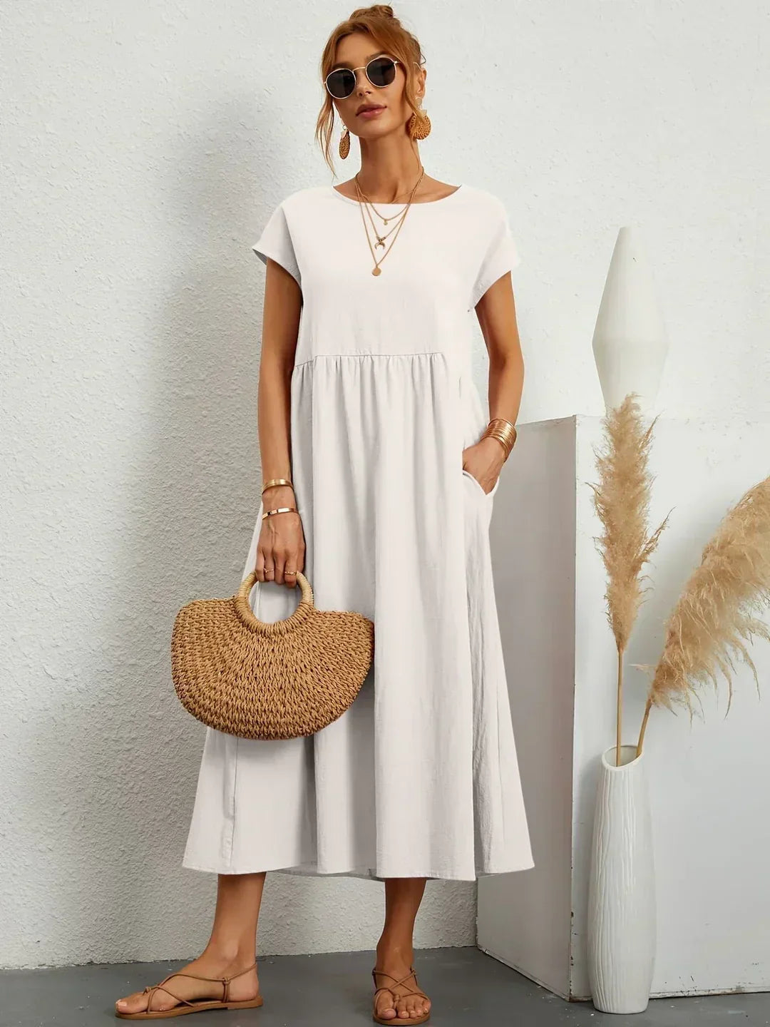 Relaxed Tiered Midi Dress