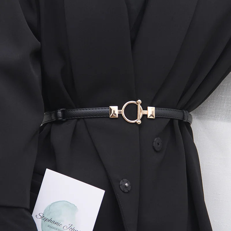 Slim Waist Belt with Gold Toggle