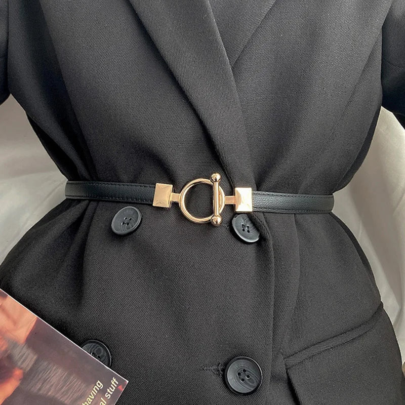 Slim Waist Belt with Gold Toggle